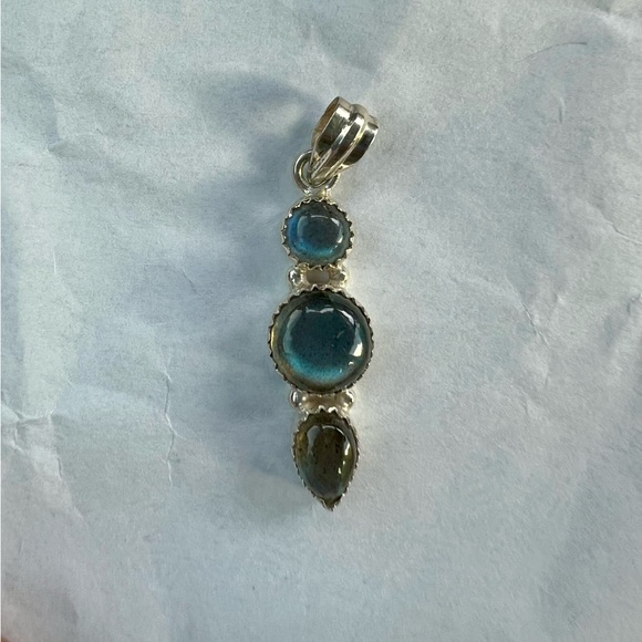 Labradorite Trio Blue Flash Pendant - Picture 2 of 4